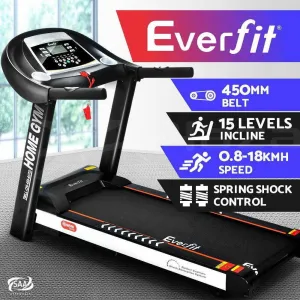 Everfit Treadmill Electric Auto Incline Home Gym Fitness Excercise Machine 450mm