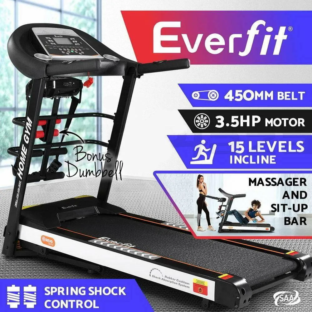 Everfit Treadmill Electric Home Gym Fitness Excercise Machine w/ Massager 450mm