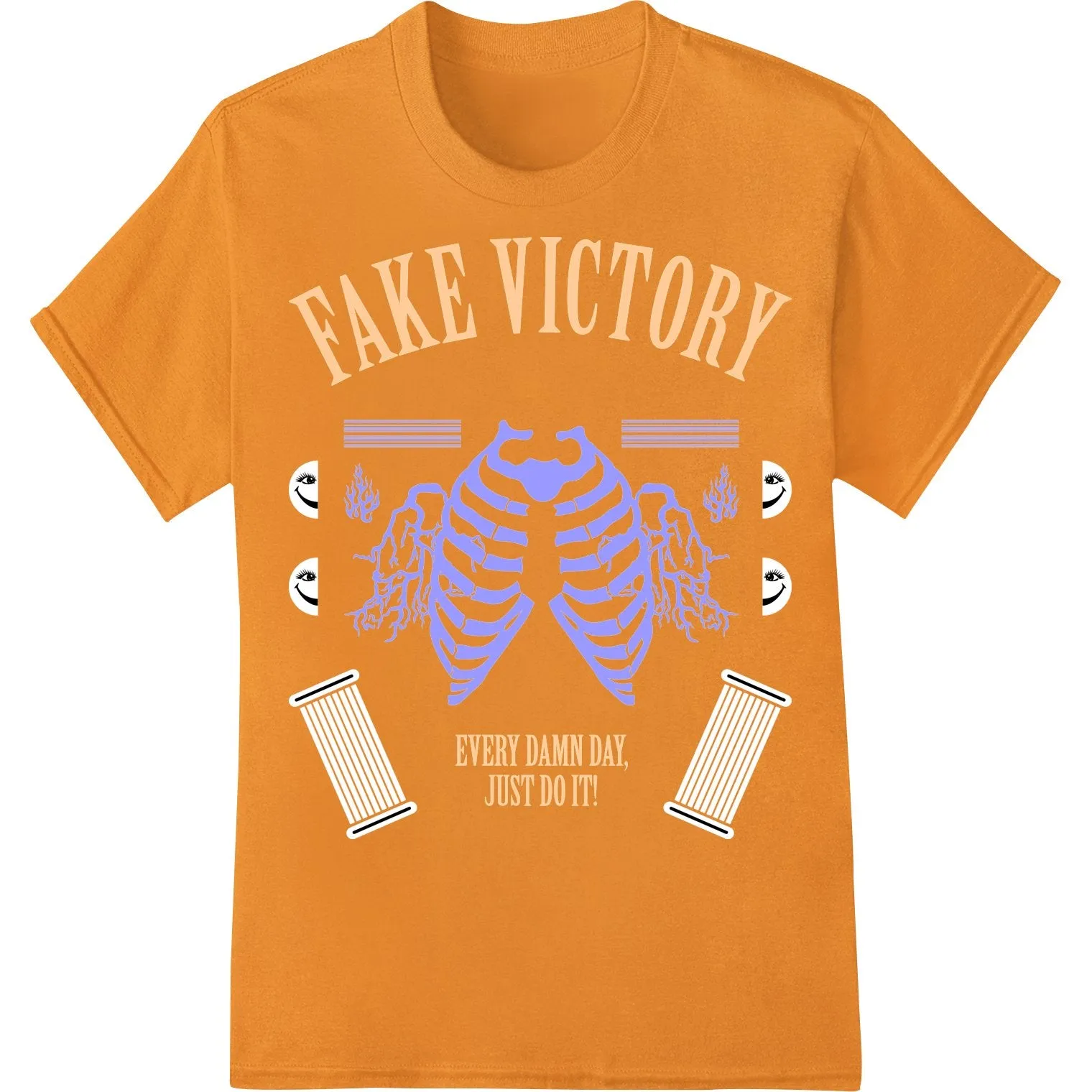 Fake Victory Skeleton Ribcage Motivational Just Do It DTF