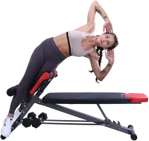 Finer Form Multi-Functional Weight Bench for Full All-in-One Body Workout – Hyper Back Extension, Roman Chair, Adjustable Ab Sit up Bench, Decline Bench, Flat Bench