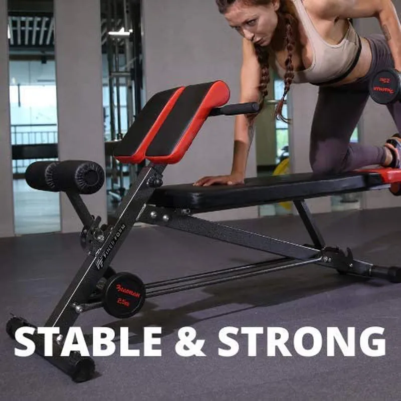 Finer Form Multi-Functional Weight Bench for Full All-in-One Body Workout – Hyper Back Extension, Roman Chair, Adjustable Ab Sit up Bench, Decline Bench, Flat Bench