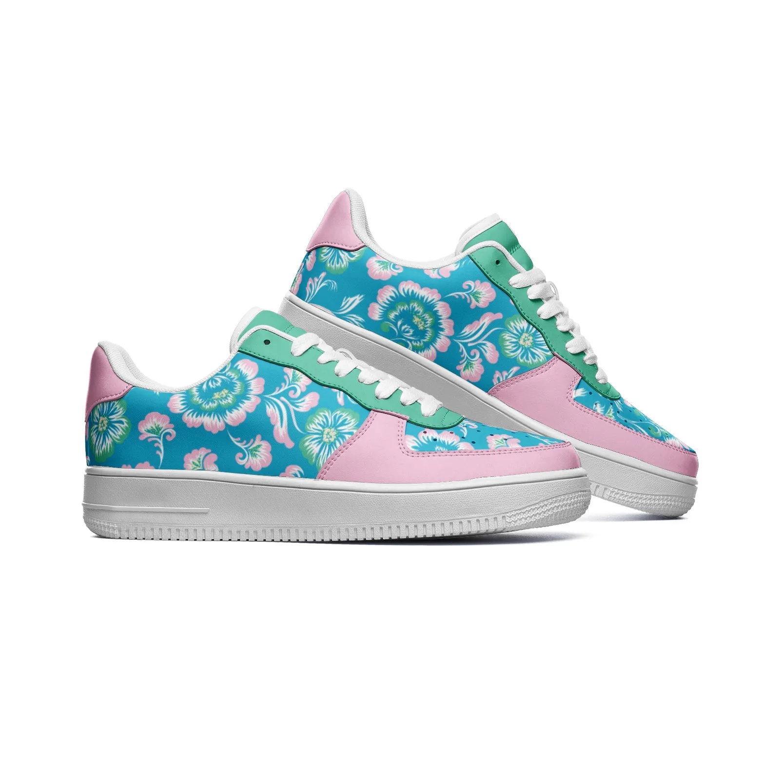 Floral Bouquet Unisex Low Top Leather Sneakers
