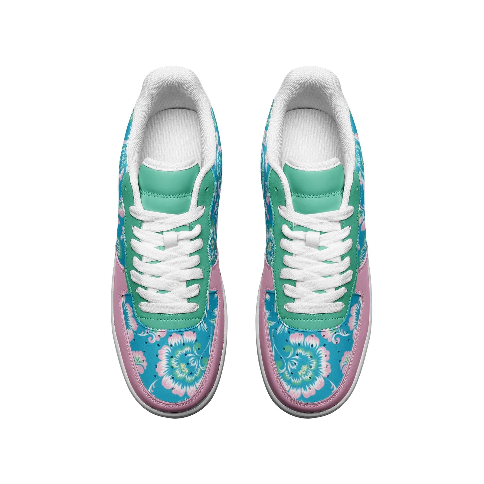 Floral Bouquet Unisex Low Top Leather Sneakers