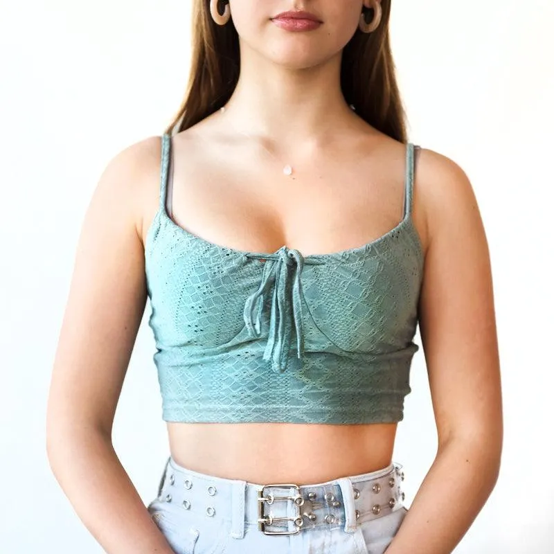 Front Tie Bustier Cami - Sea Green