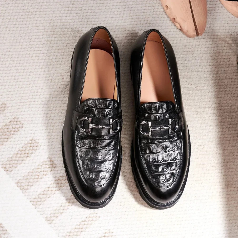 Genuine Leather with Metal Appliques Men's Loafers