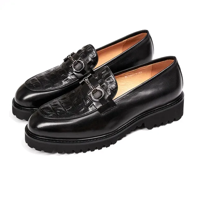 Genuine Leather with Metal Appliques Men's Loafers