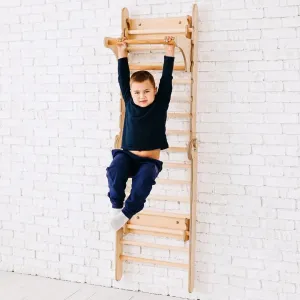 Goodevas 2in1 Schwedische Wand / Kletterleiter   Schaukel-Set aus Holz
