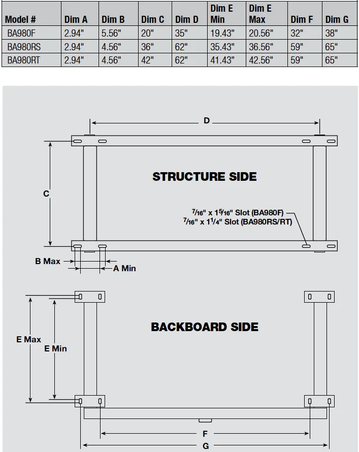 GYM HEIGHT ADJUSTER FOR 20" X 35" BOARDS