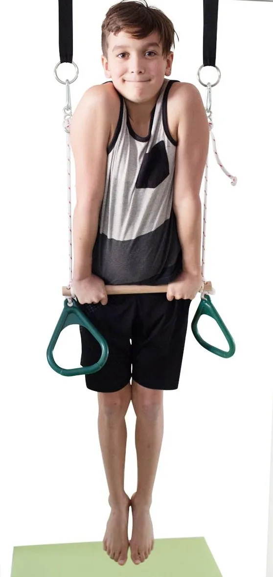 Gym Rings and Trapeze Bar Combo - Green