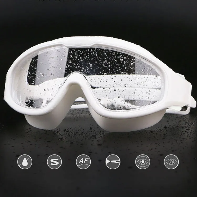 HAIZID Large Frame Waterproof Anti-Fog Swimming Goggles With Earplugs(Black)