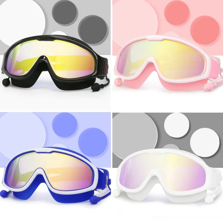 HAIZID Large Frame Waterproof Anti-Fog Swimming Goggles With Earplugs(Black)