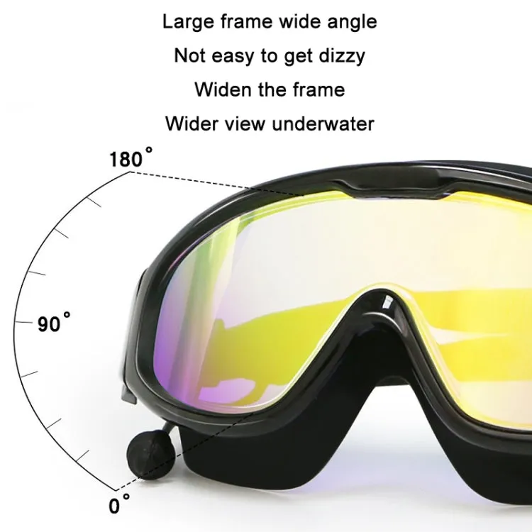 HAIZID Large Frame Waterproof Anti-Fog Swimming Goggles With Earplugs(Black)