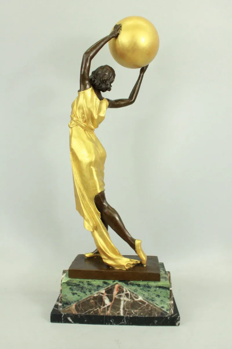 Handmade BEAUTIFUL SIGNED GENUINE BRONZE BALLERINA FIGURE SCULPTURE STATUE
