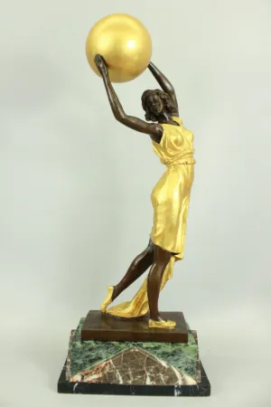Handmade BEAUTIFUL SIGNED GENUINE BRONZE BALLERINA FIGURE SCULPTURE STATUE