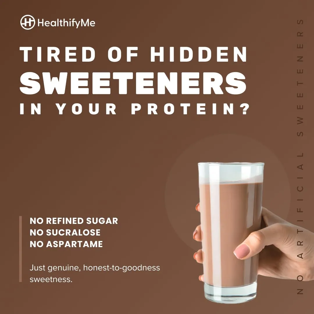 Healthifyme 100% Whey Protein Blend (Isolate and Concentrate) | Double Chocolate-500gms | 25.5gm protein, 5.6gm BCAA | With Digestive Enzymes | No added Sugar or Artificial Sweeteners | Zero Preservatives | Muscle Support & Recovery | Vegetarian