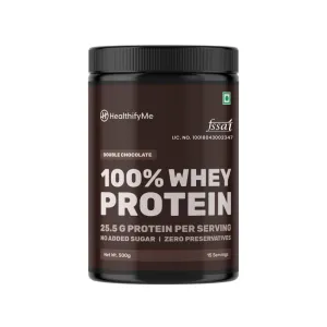 Healthifyme 100% Whey Protein Blend (Isolate and Concentrate) | Double Chocolate-500gms | 25.5gm protein, 5.6gm BCAA | With Digestive Enzymes | No added Sugar or Artificial Sweeteners | Zero Preservatives | Muscle Support & Recovery | Vegetarian