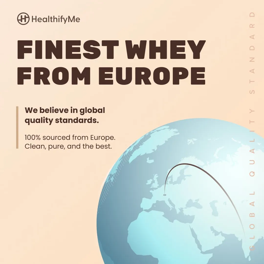 Healthifyme 100% Whey Protein Blend (Isolate and Concentrate) | Double Chocolate-500gms | 25.5gm protein, 5.6gm BCAA | With Digestive Enzymes | No added Sugar or Artificial Sweeteners | Zero Preservatives | Muscle Support & Recovery | Vegetarian