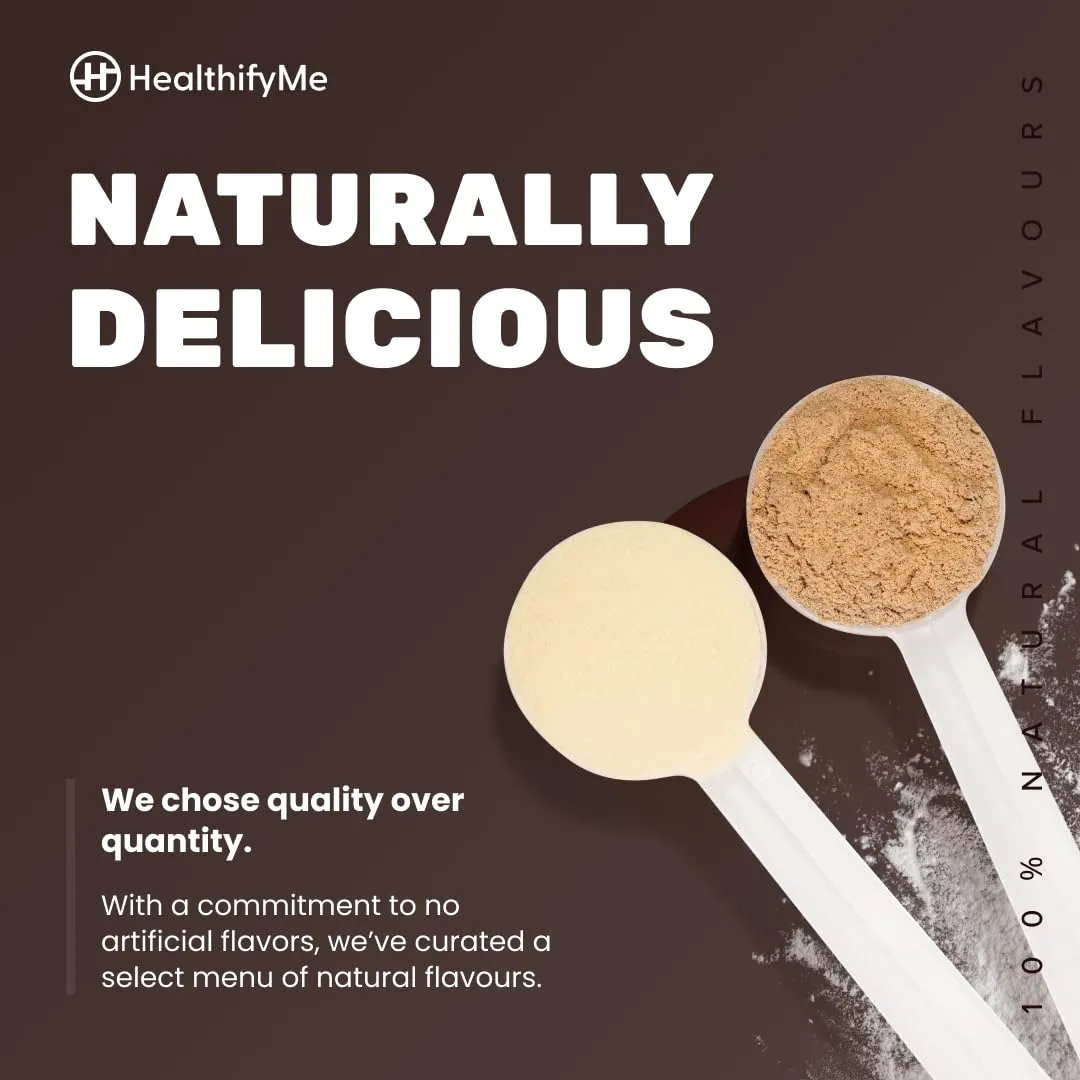 Healthifyme 100% Whey Protein Blend (Isolate and Concentrate) | Double Chocolate-500gms | 25.5gm protein, 5.6gm BCAA | With Digestive Enzymes | No added Sugar or Artificial Sweeteners | Zero Preservatives | Muscle Support & Recovery | Vegetarian