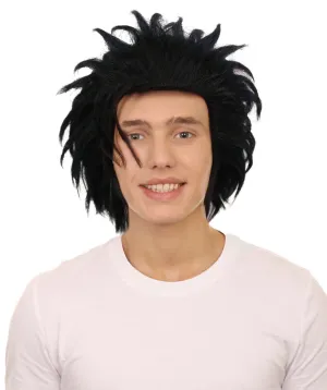 HPO Adult Men's Swordsman Black Spiky Fantasy Game Wig I Best for Halloween I Flame-retardant Synthetic Fiber