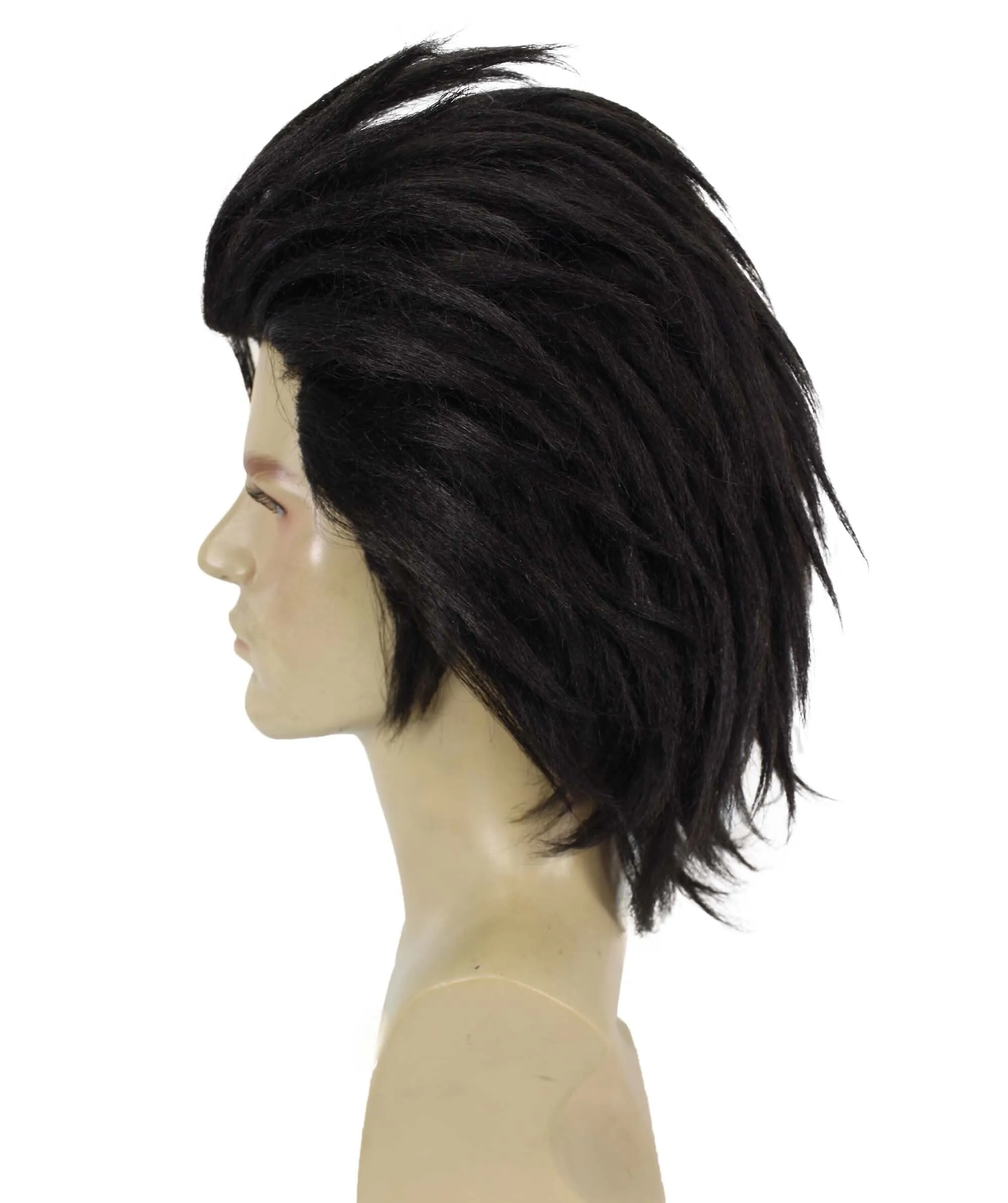 HPO Adult Men's Swordsman Black Spiky Fantasy Game Wig I Best for Halloween I Flame-retardant Synthetic Fiber