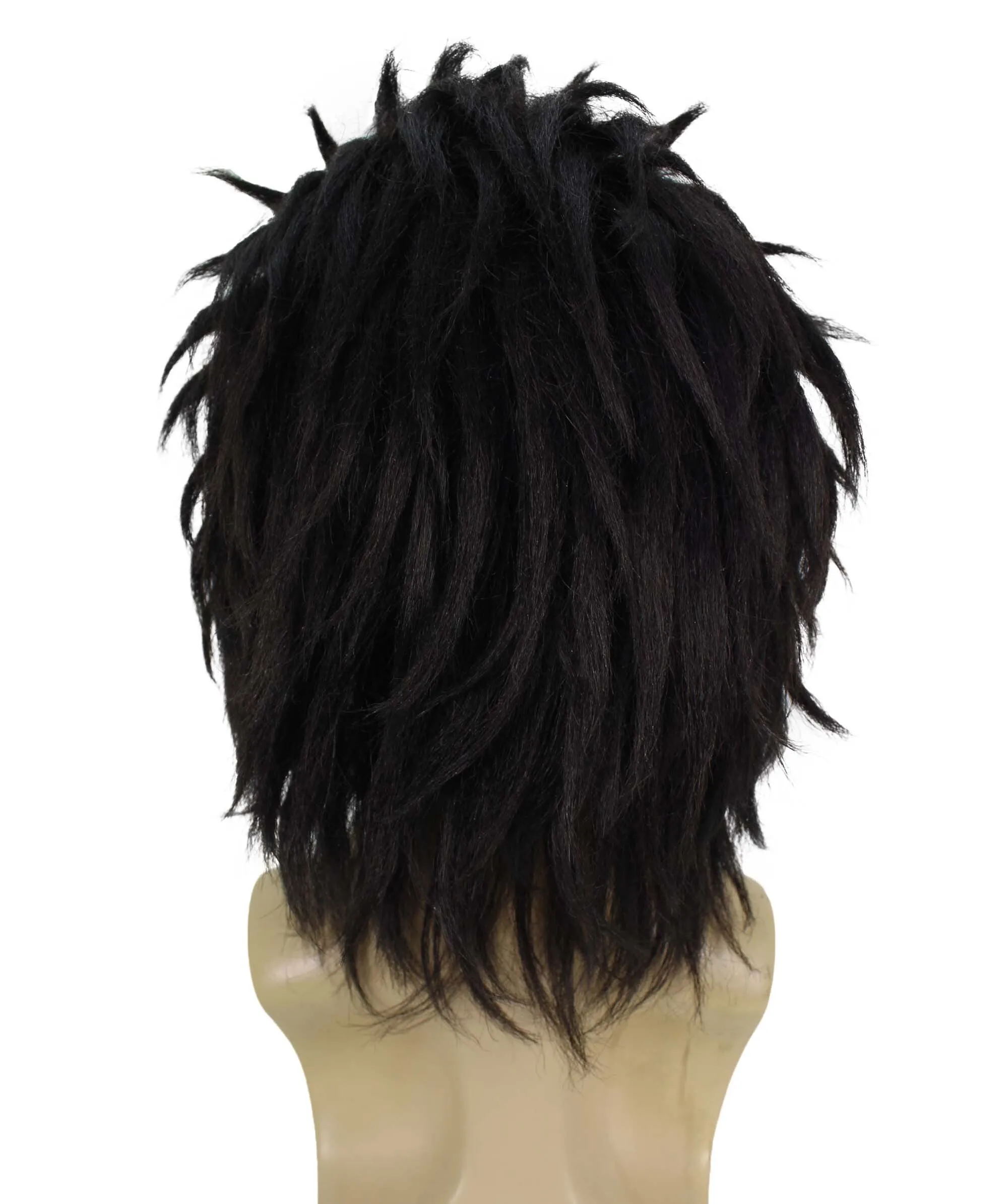 HPO Adult Men's Swordsman Black Spiky Fantasy Game Wig I Best for Halloween I Flame-retardant Synthetic Fiber