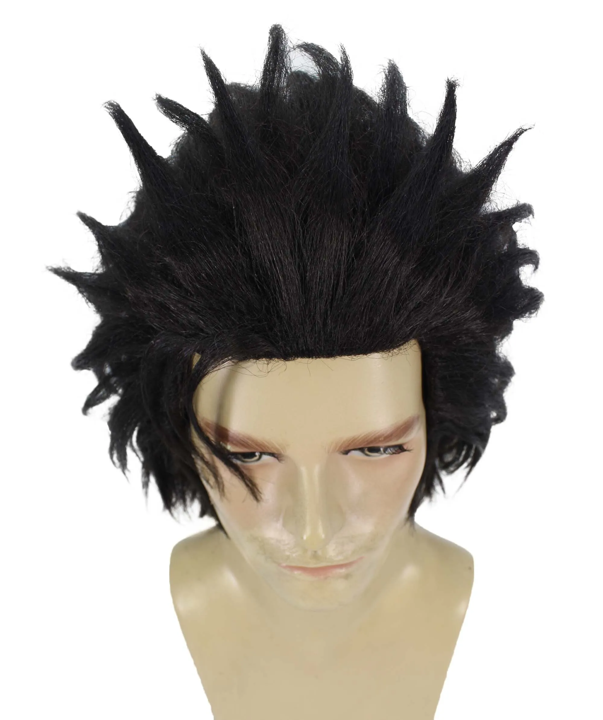 HPO Adult Men's Swordsman Black Spiky Fantasy Game Wig I Best for Halloween I Flame-retardant Synthetic Fiber