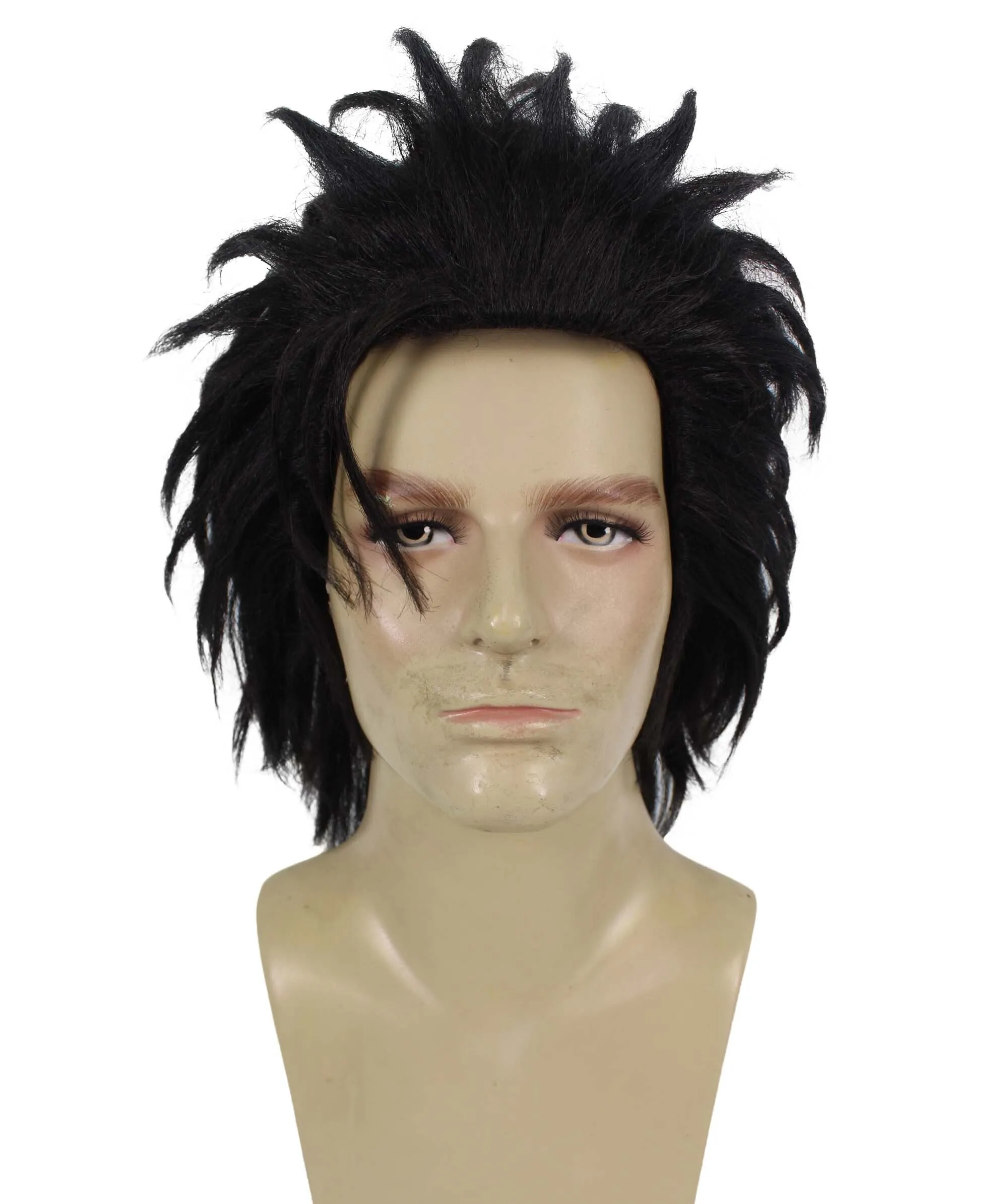 HPO Adult Men's Swordsman Black Spiky Fantasy Game Wig I Best for Halloween I Flame-retardant Synthetic Fiber