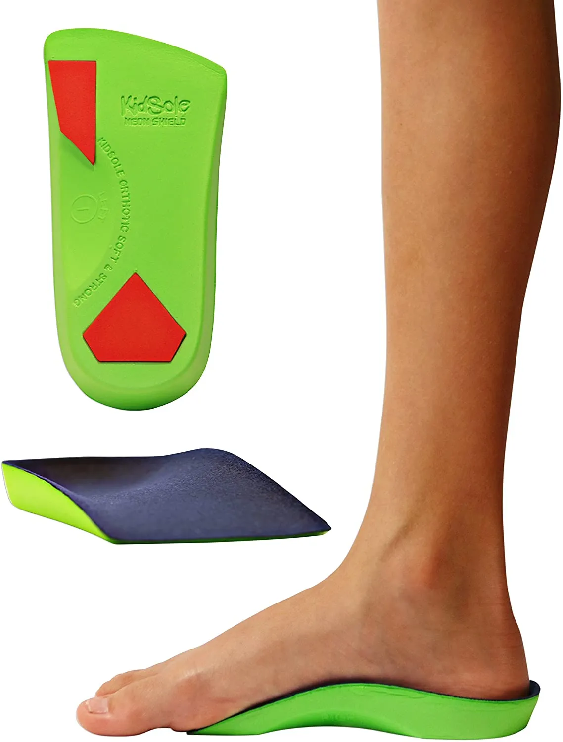 KidSole 3/4 Length Neon Shield Arch Support Insole for kids with foot pronation