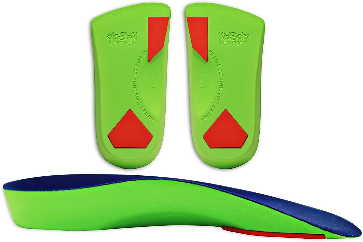 KidSole 3/4 Length Neon Shield Arch Support Insole for kids with foot pronation