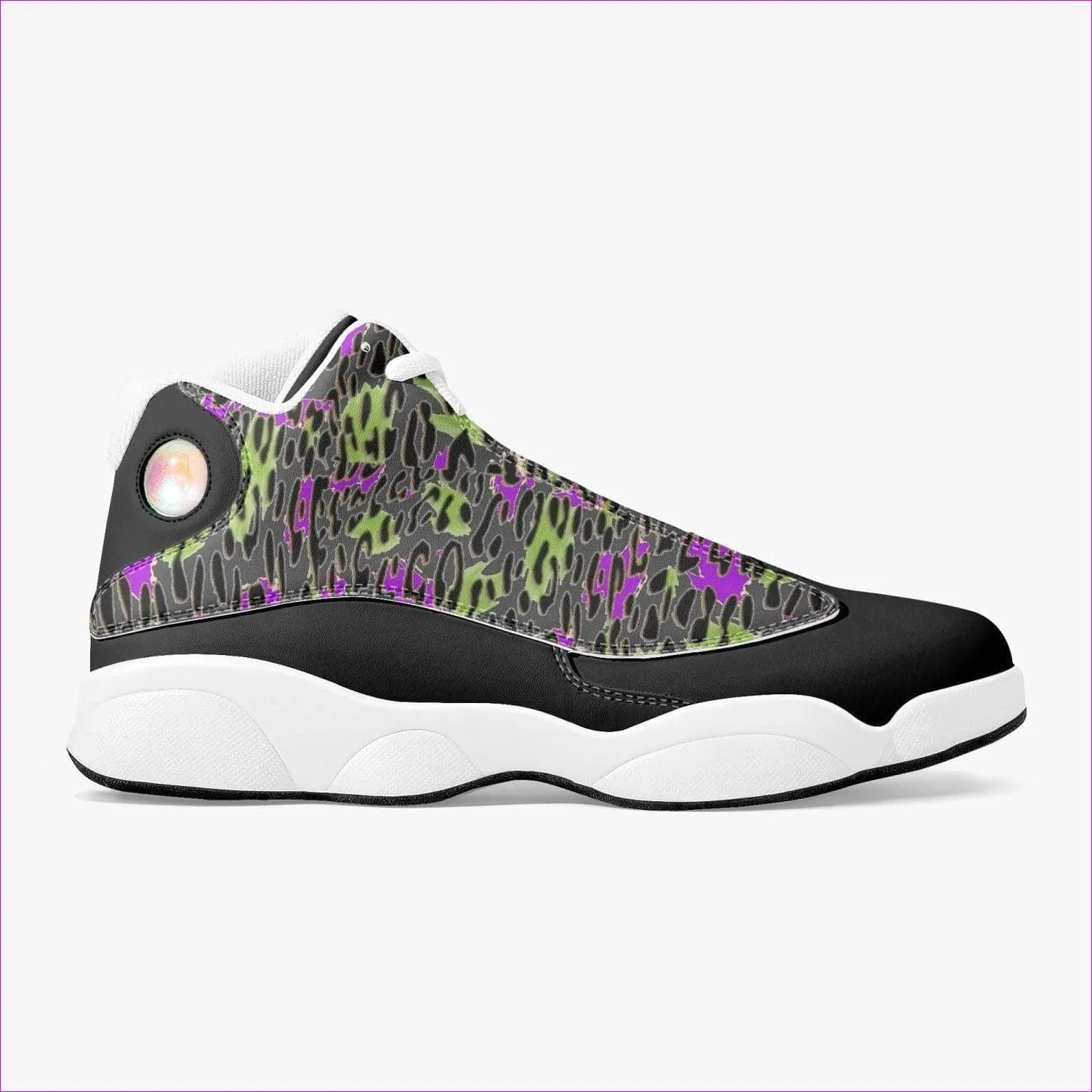 Leopard Grunge High-Top Leather Basketball Sneakers