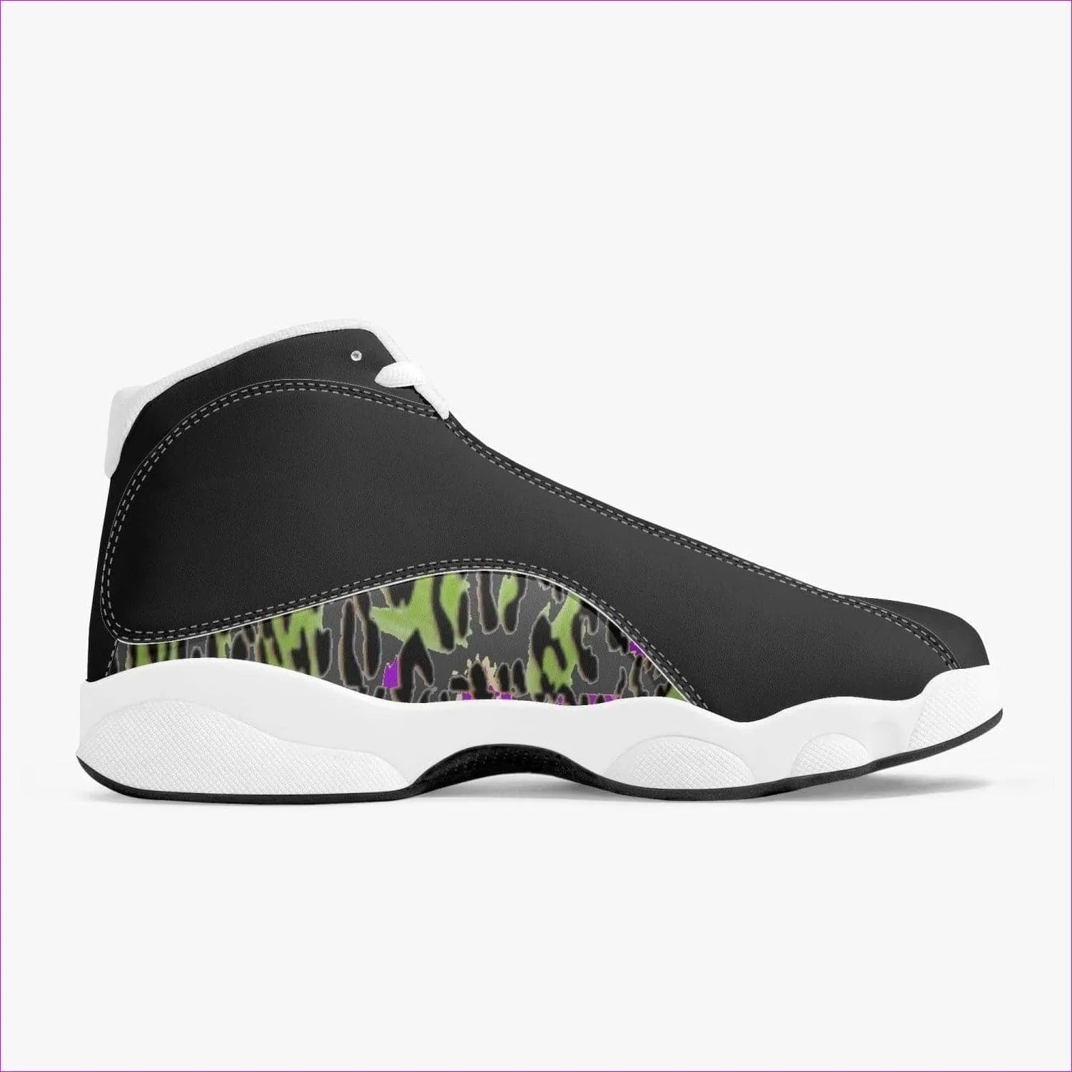 Leopard Grunge High-Top Leather Basketball Sneakers