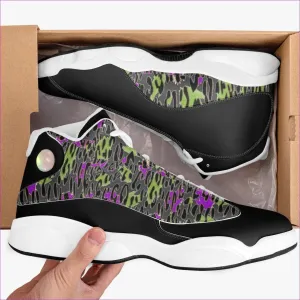 Leopard Grunge High-Top Leather Basketball Sneakers