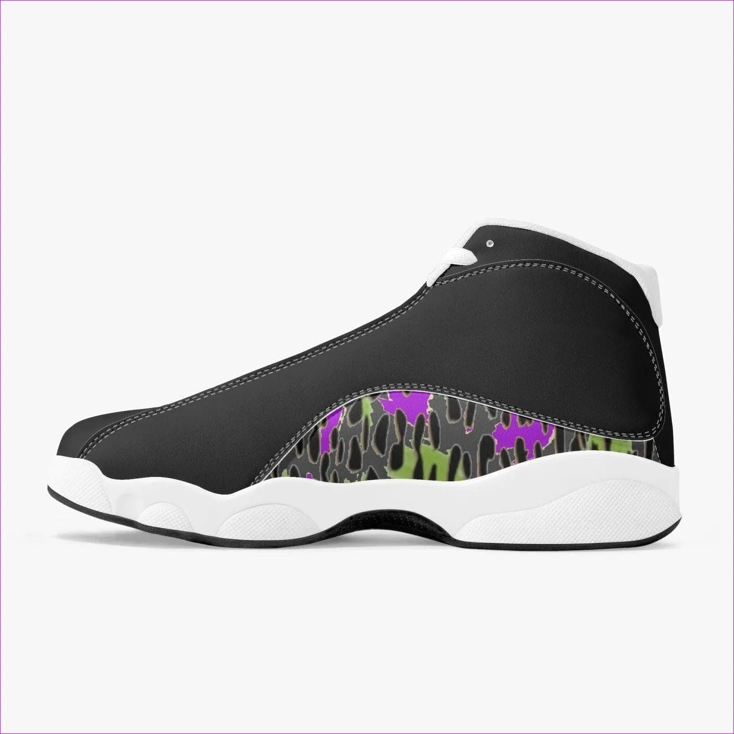 Leopard Grunge High-Top Leather Basketball Sneakers