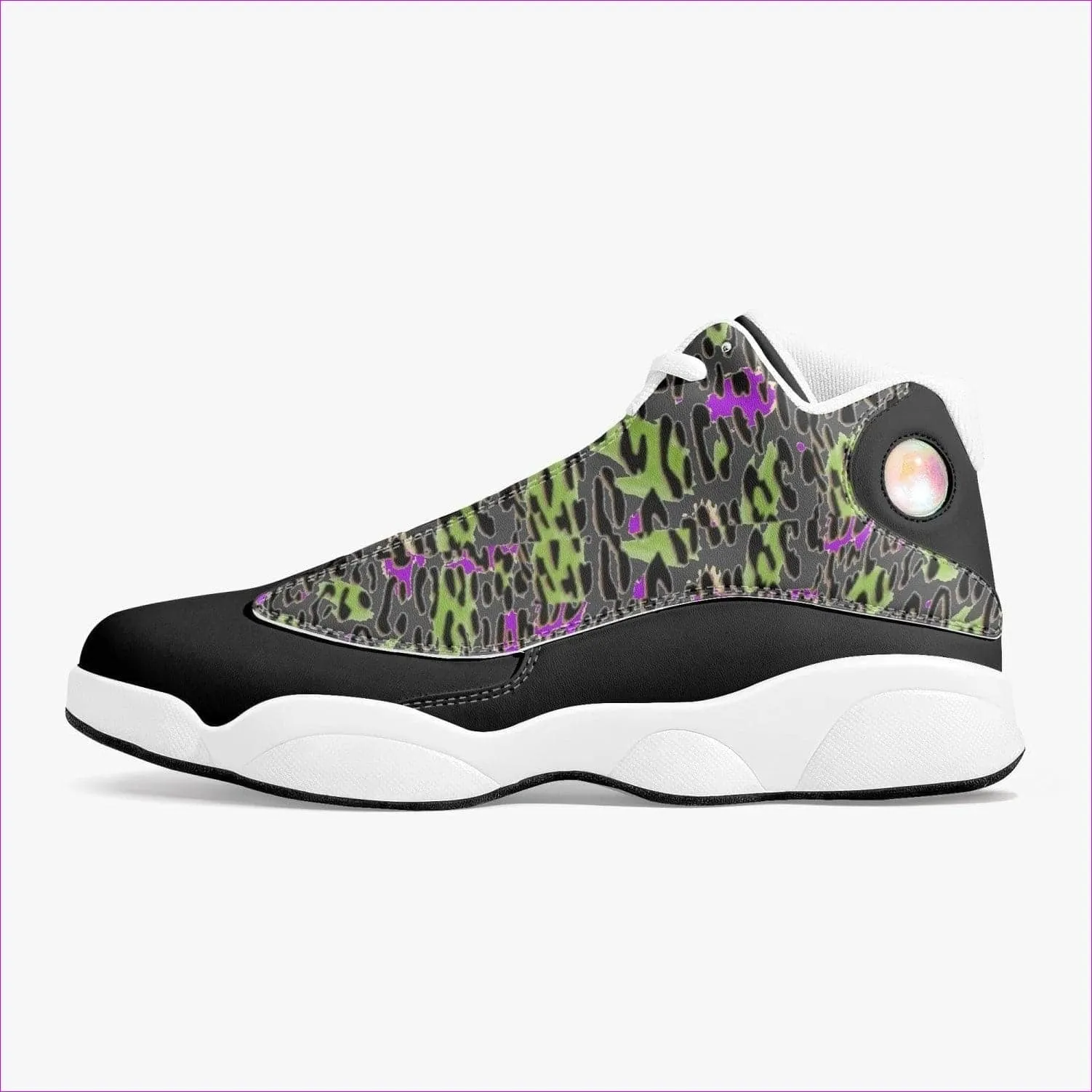 Leopard Grunge High-Top Leather Basketball Sneakers