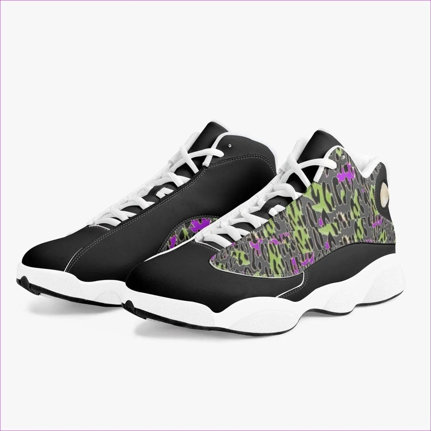 Leopard Grunge High-Top Leather Basketball Sneakers