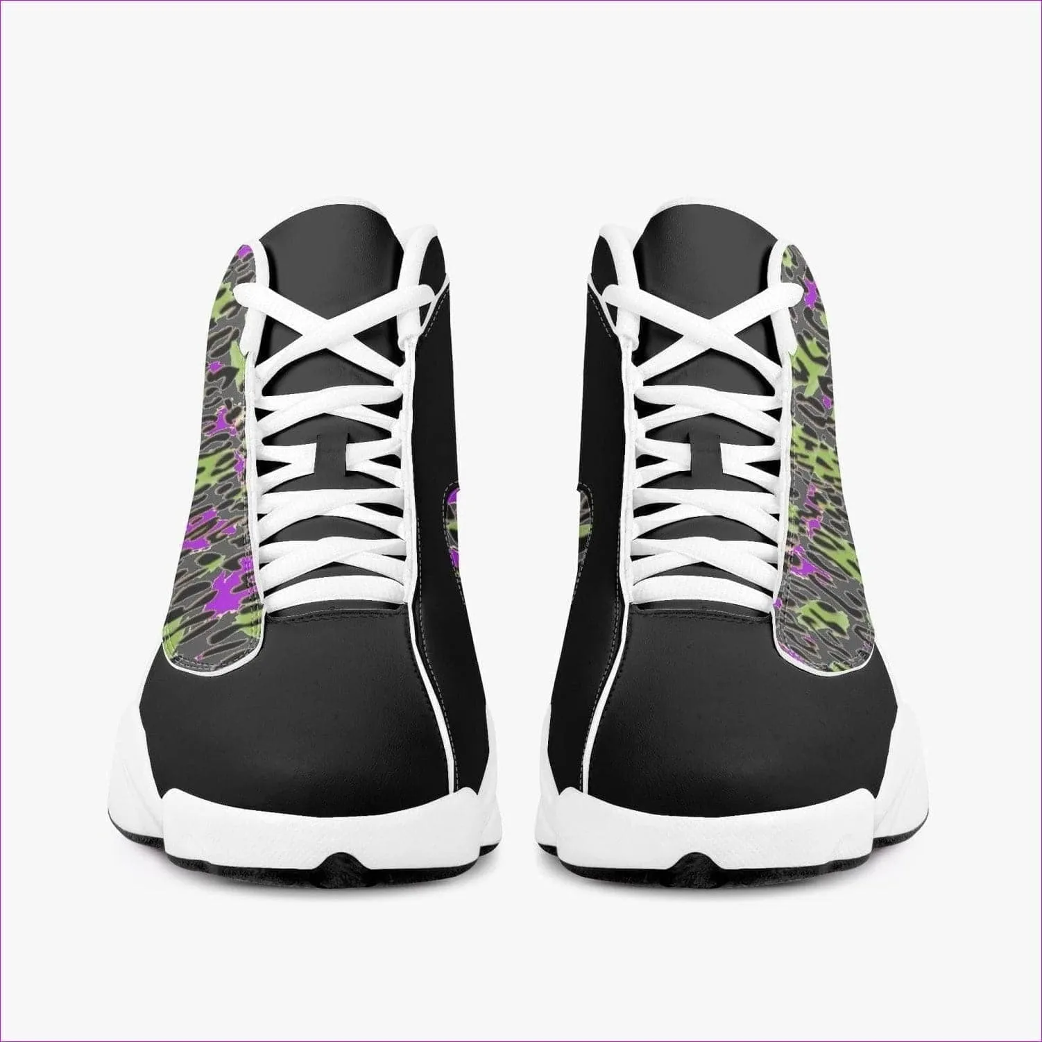 Leopard Grunge High-Top Leather Basketball Sneakers