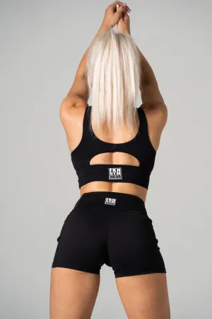 Limitless | High Neck Gym Crop | Black