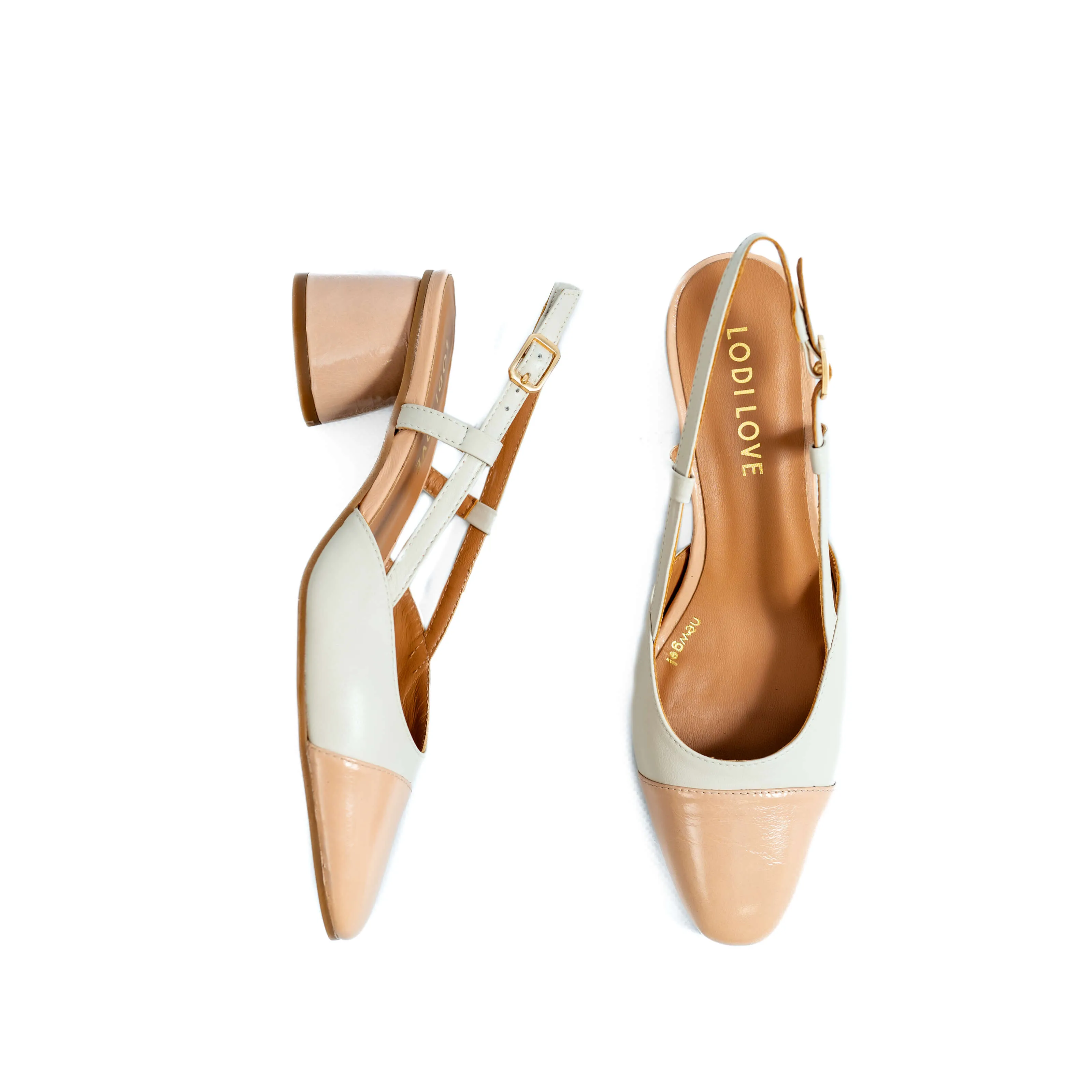 LODI LOVE ROL4343 Nude & Cream Slingback Pumps