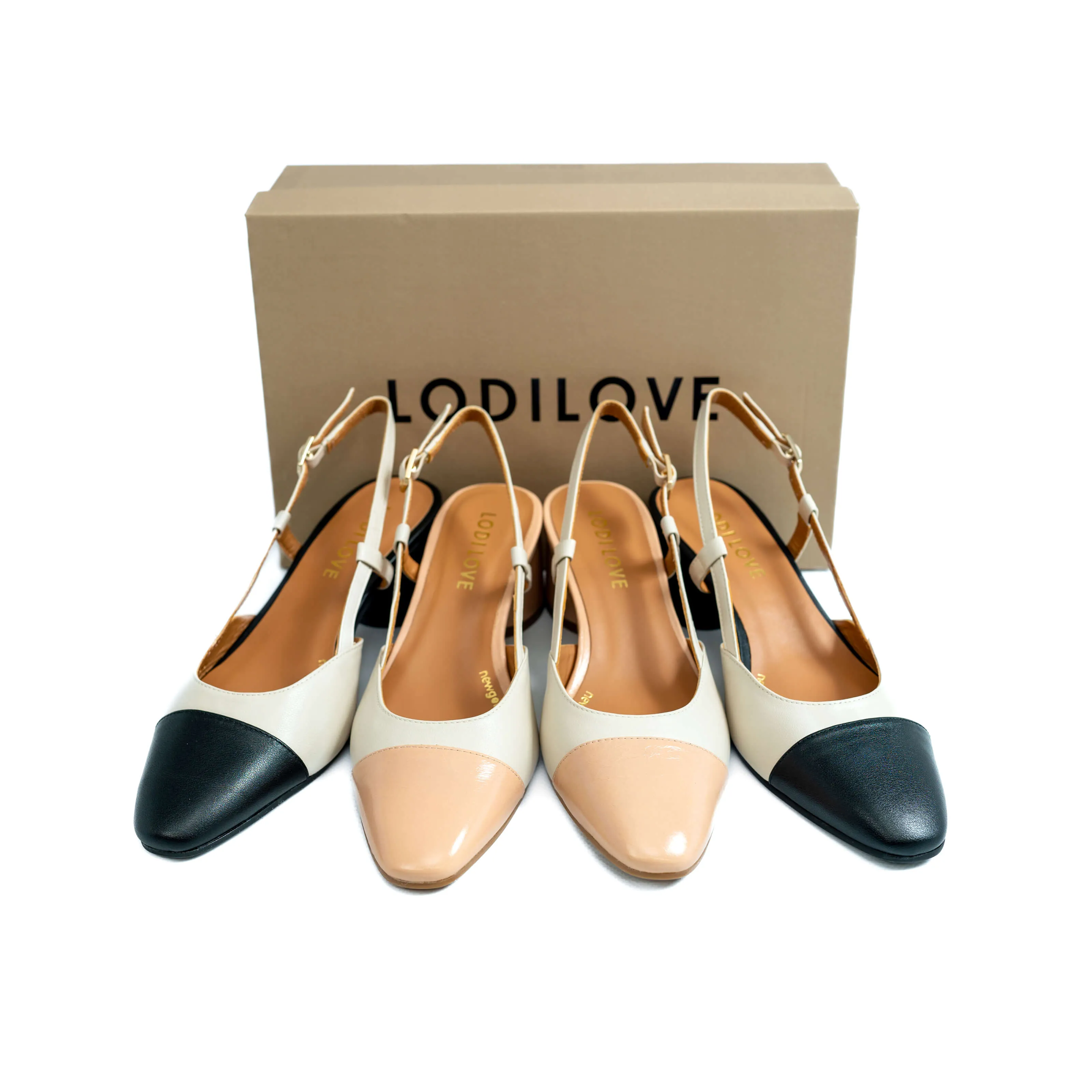 LODI LOVE ROL4343 Nude & Cream Slingback Pumps