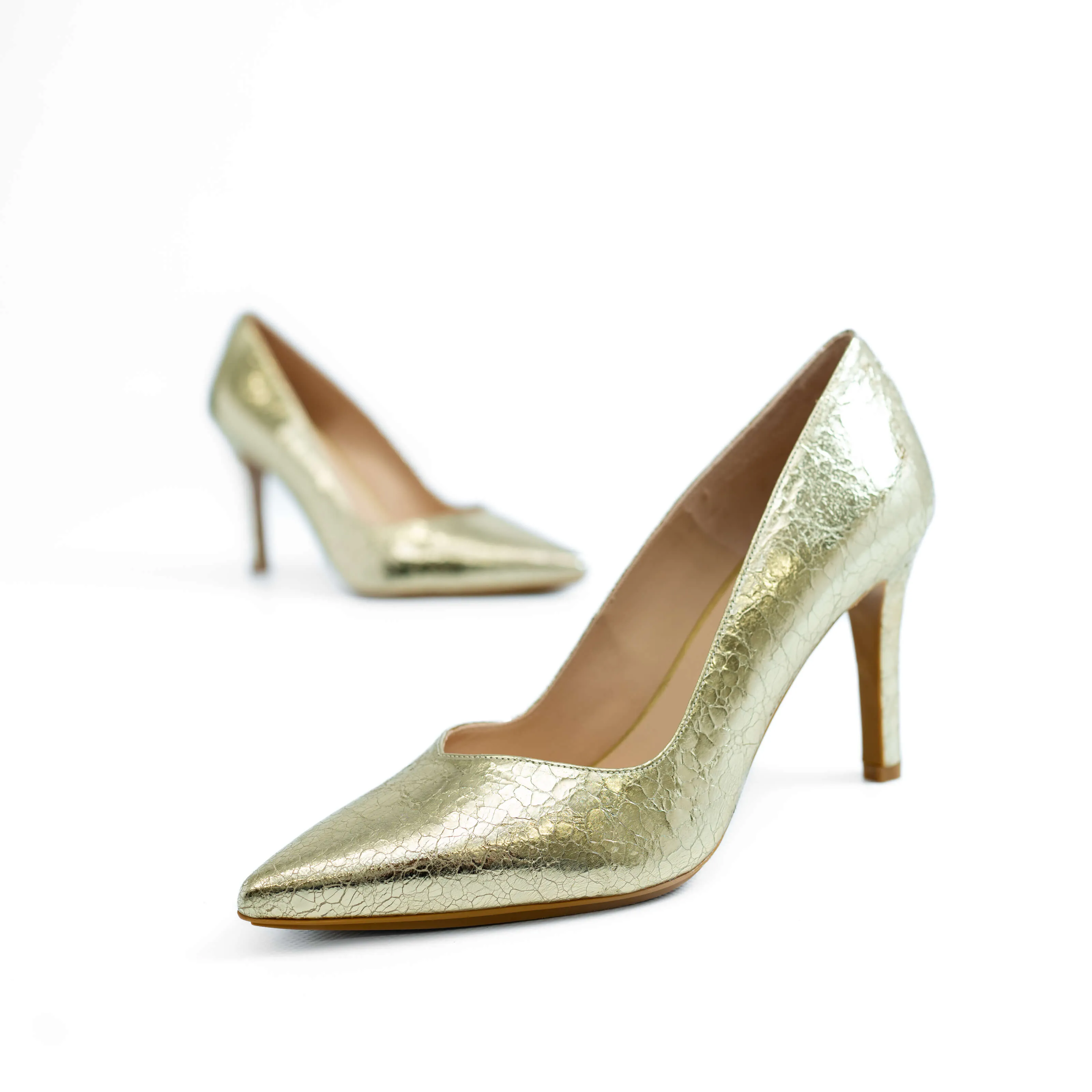 LODI Rabot Gold Leather Court Shoes