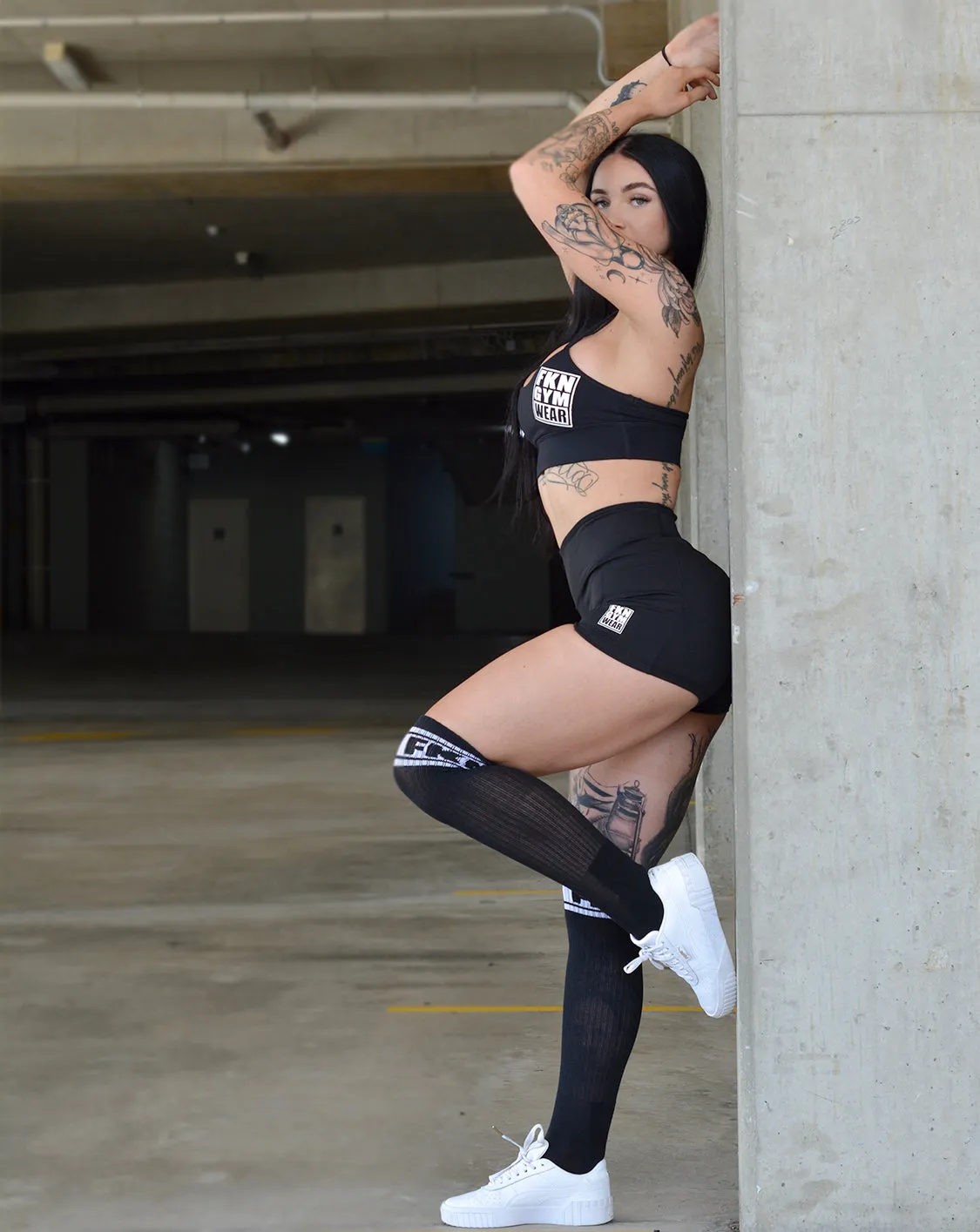 Long Knee High Gym Socks | Black