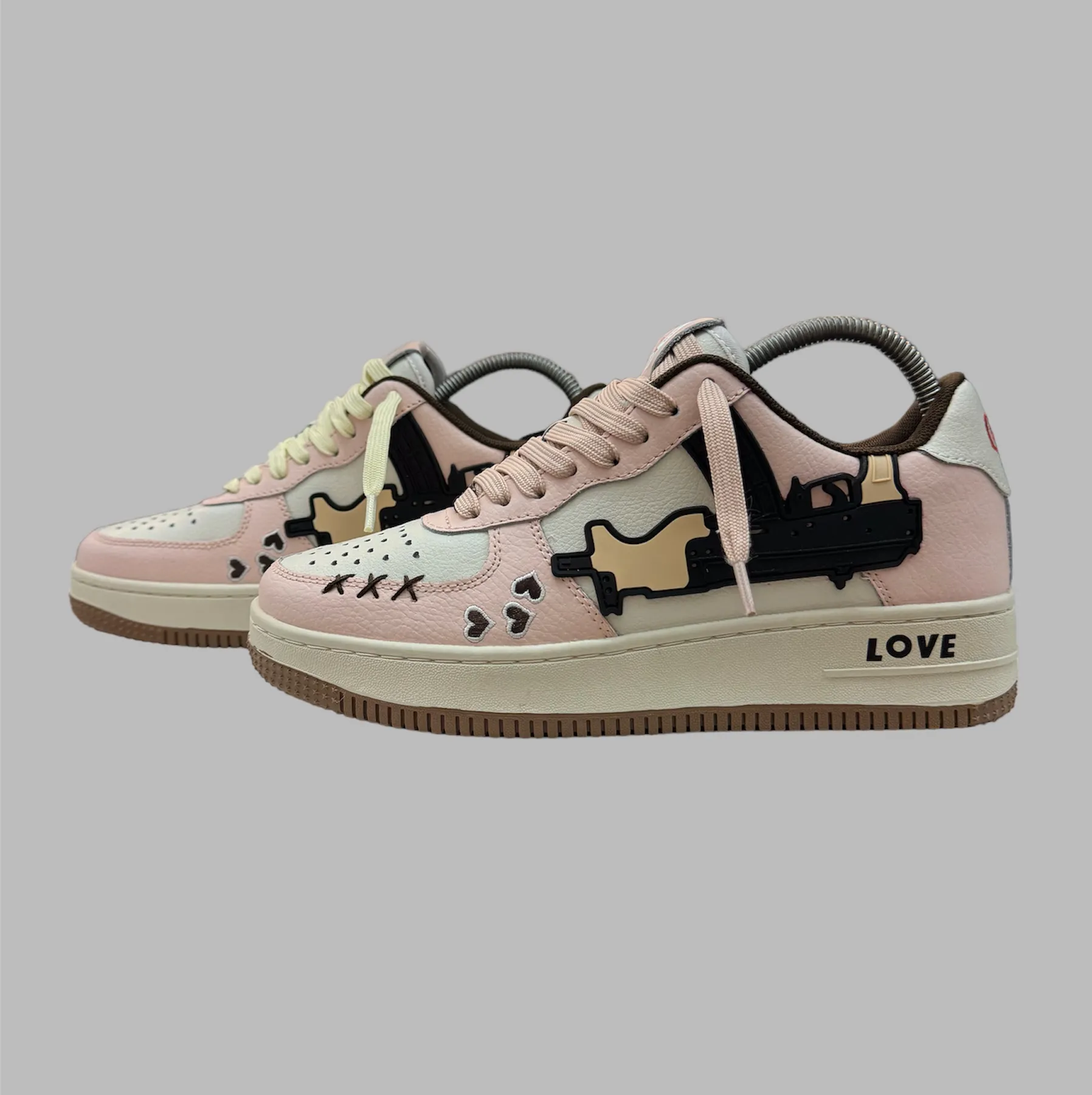 Love Kills Silence Golden Shoes Pink