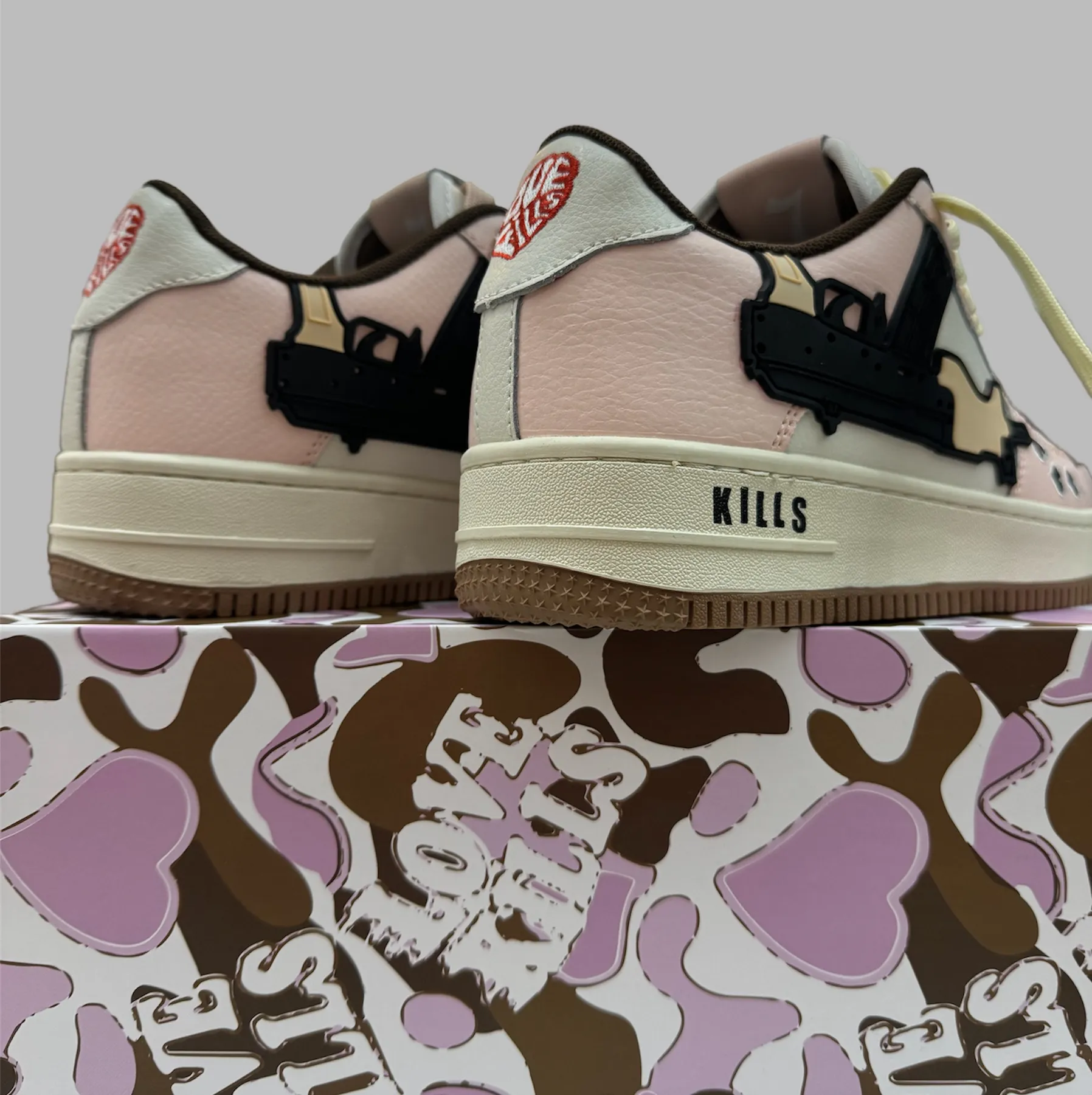 Love Kills Silence Golden Shoes Pink