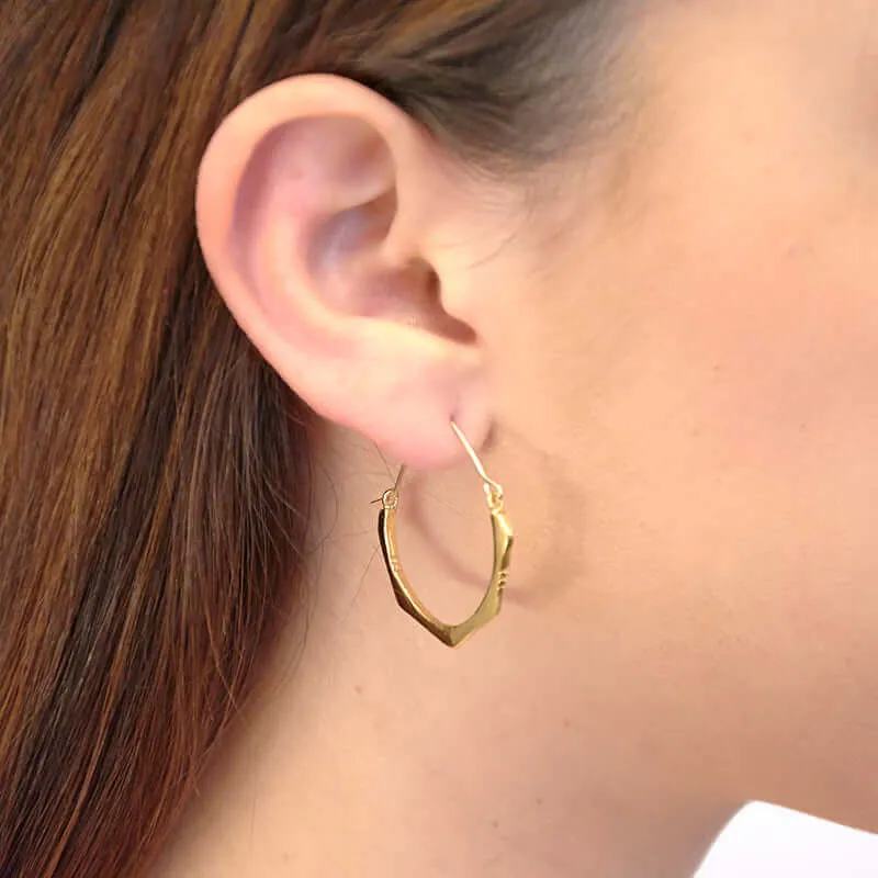LUNA GOLD BRUSHED HOOP EARRINGS