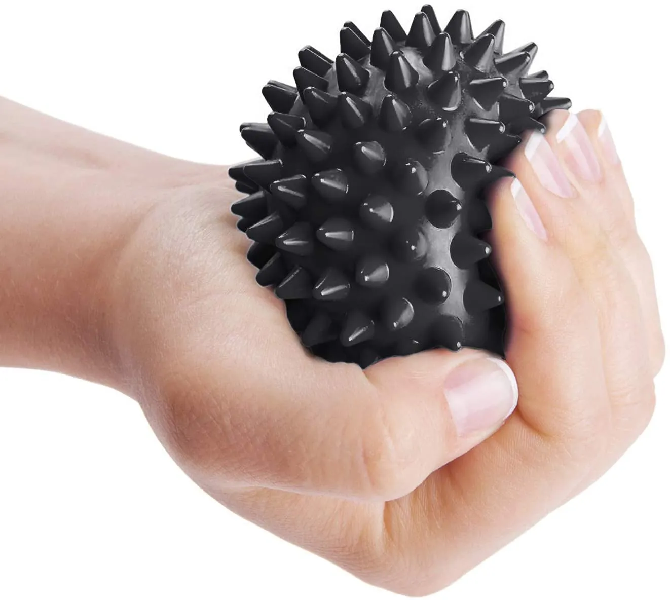 Massage Ball - Spiky for Deep Tissue Back Massage | Foot Massager | Plantar Fasciitis & All Over Body Deep Tissue Muscle Therapy - Your Compact Muscle Roller | Diameter: 8 cm (Black)