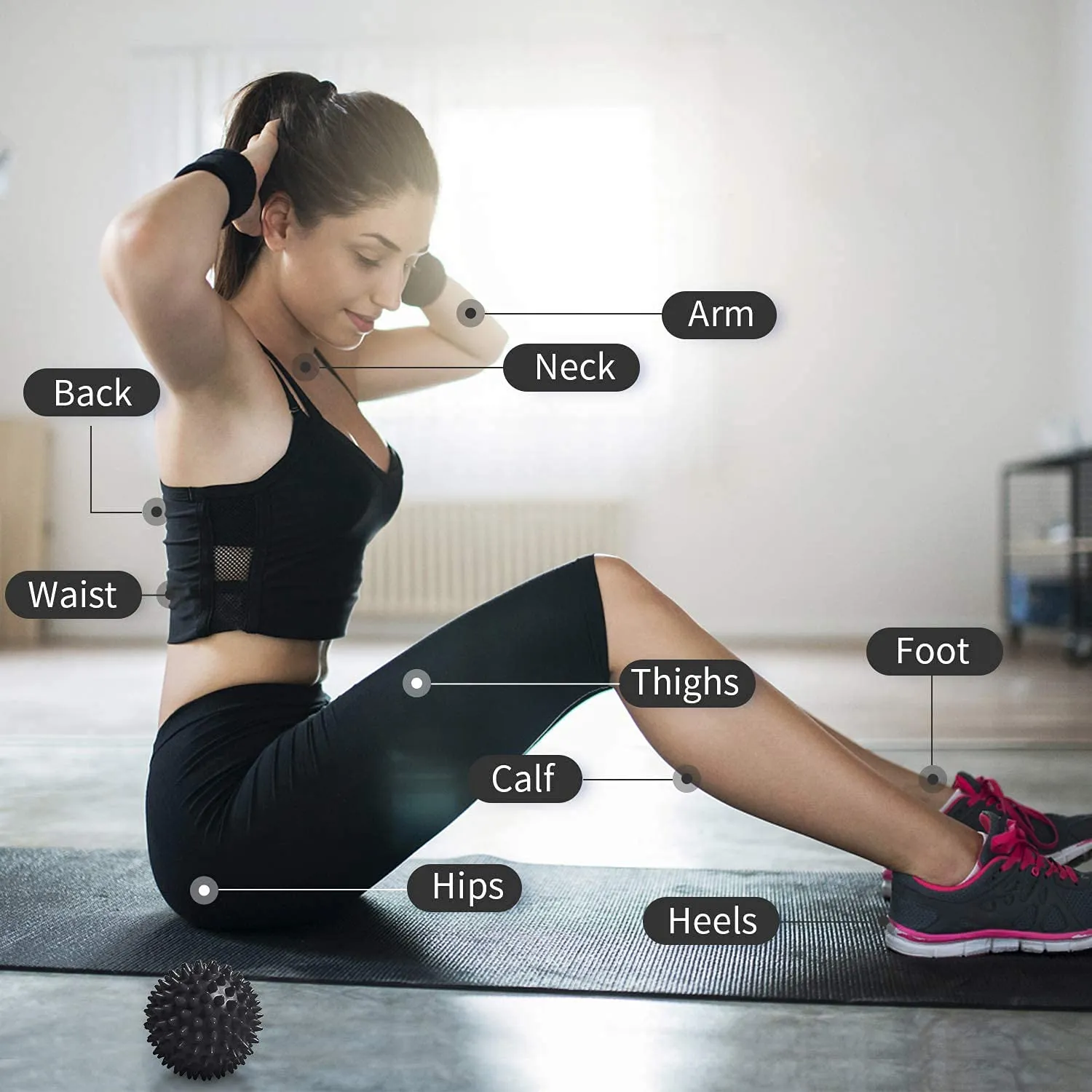 Massage Ball - Spiky for Deep Tissue Back Massage | Foot Massager | Plantar Fasciitis & All Over Body Deep Tissue Muscle Therapy - Your Compact Muscle Roller | Diameter: 8 cm (Black)