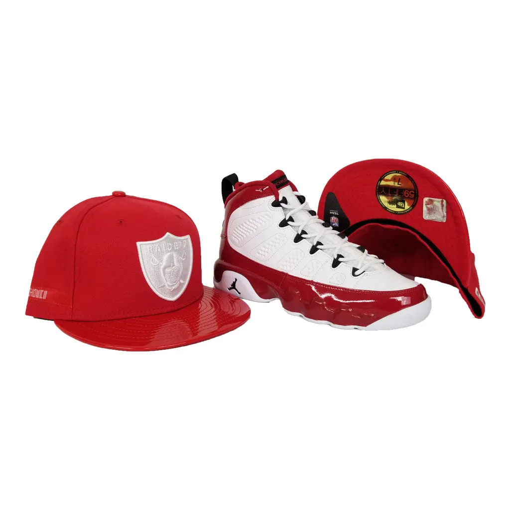 Matching New Era Oakland Raiders Fitted Hat For Jordan 9 Gym Red