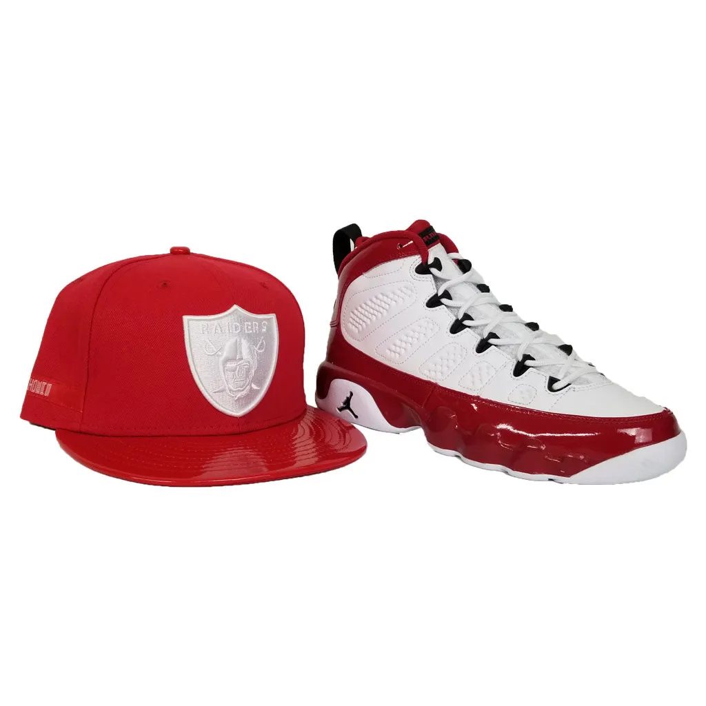 Matching New Era Oakland Raiders Fitted Hat For Jordan 9 Gym Red