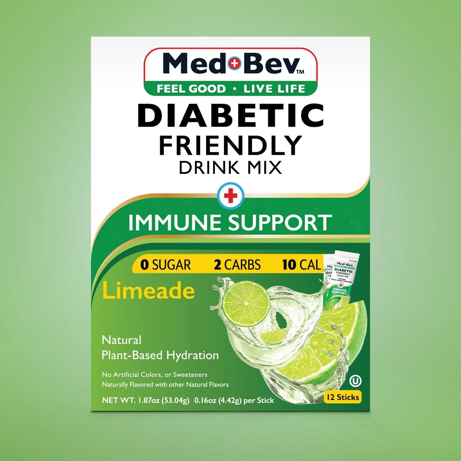 Med-Bev Limeade Singles to Go – Natural & Sugar-Free Drink Mix