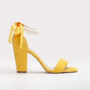Melissa - Yellow Sandals with Pearls